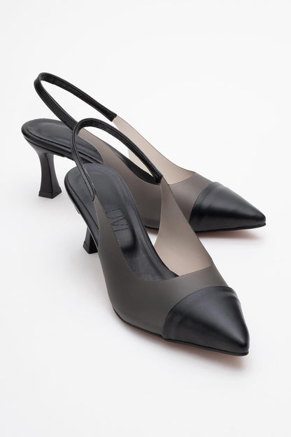 Moore - Zapatilla de tacón de aguja transparente negra (mujer)