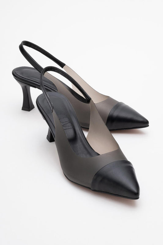 Moore - Zapatilla de tacón de aguja transparente negra (mujer)