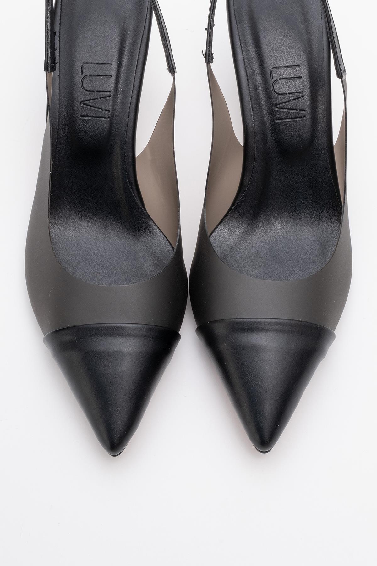 Moore - Zapatilla de tacón de aguja transparente negra (mujer)