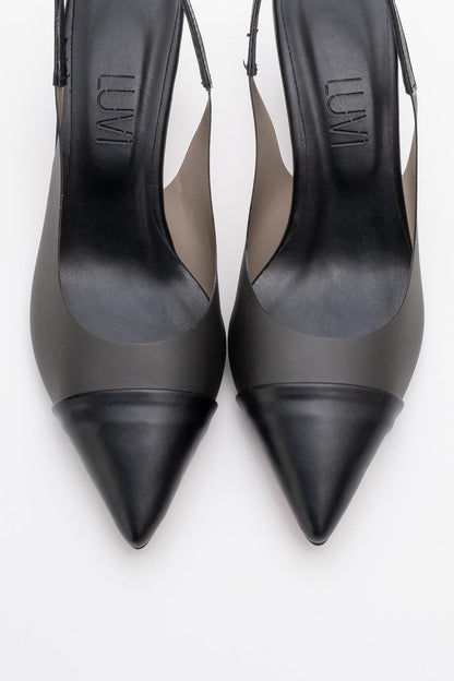 Moore - Zapatilla de tacón de aguja transparente negra (mujer)