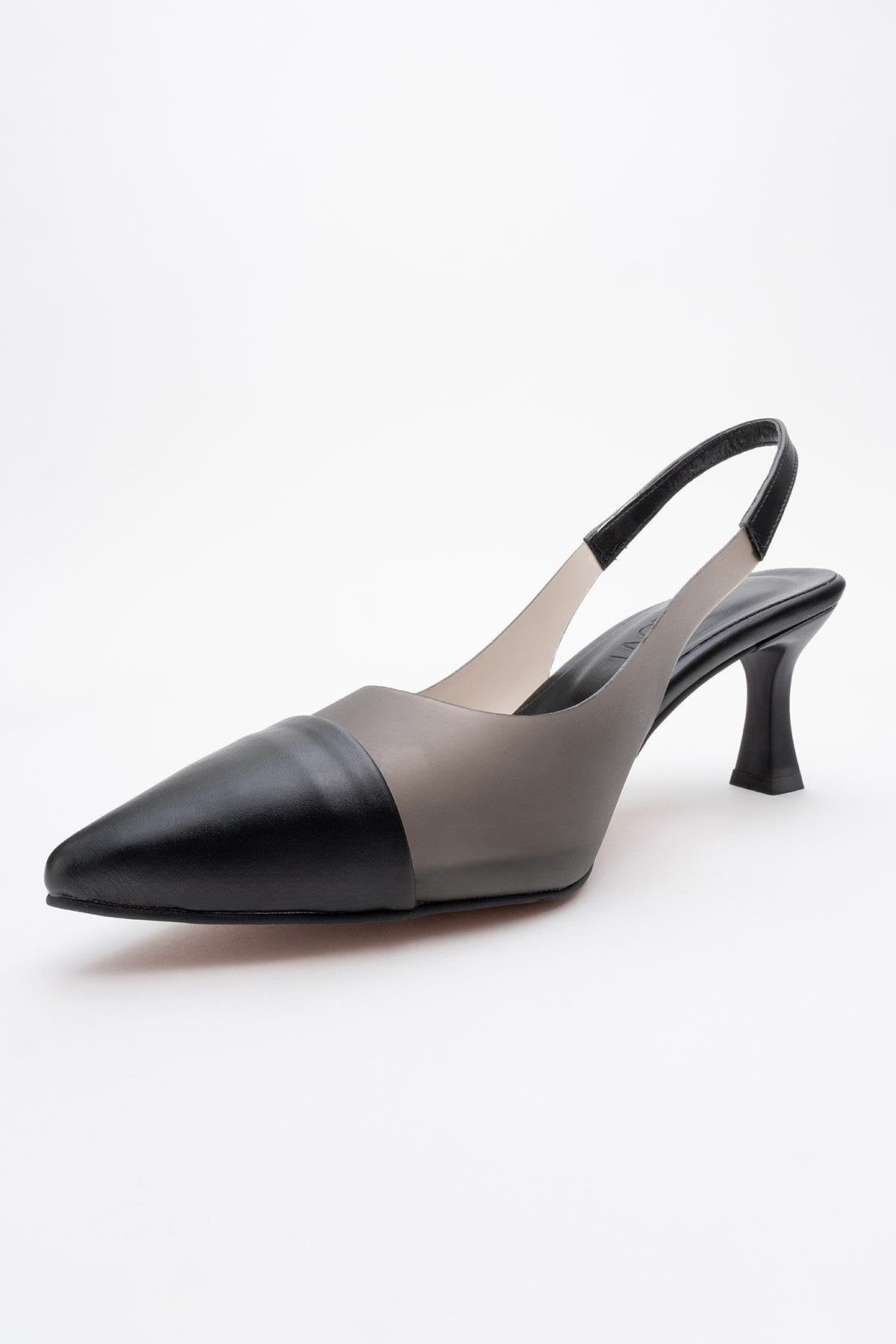 Moore - Zapatilla de tacón de aguja transparente negra (mujer)