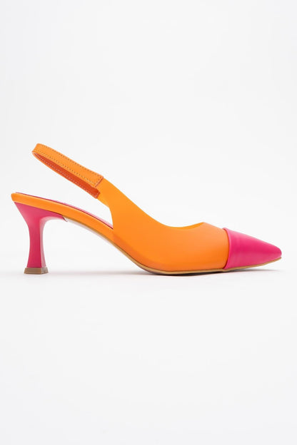 Moore - Zapatilla de tacón de punta transparente fucsia naranja (mujer)