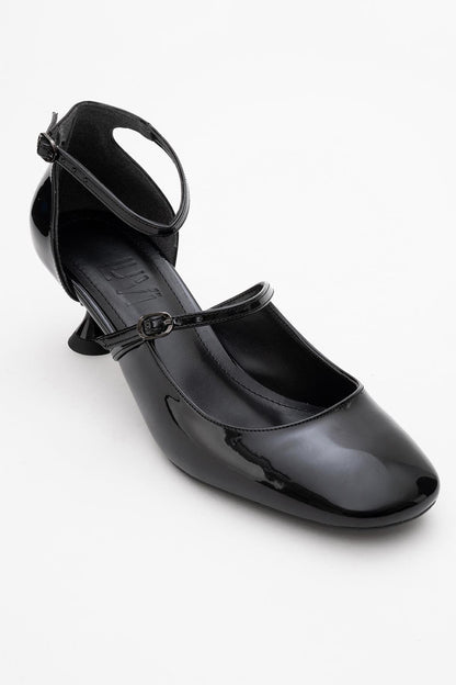 Emly - Black Patent Square Toe Slingback Pump (Women)