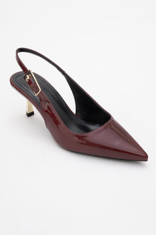 Arty - Zapatos de tacón destalonados en charol burdeos con punta afilada (Mujer)