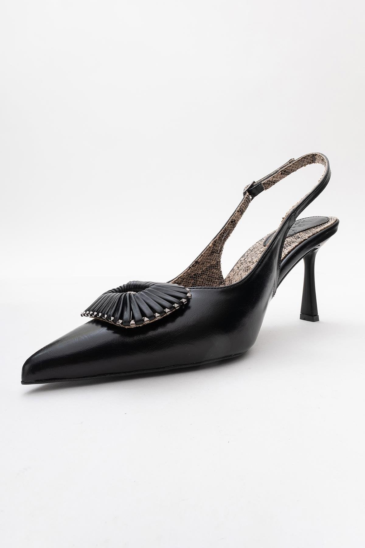 Spera - Zapato de tacón con puntera en pico, estampado y hebilla (Mujer)