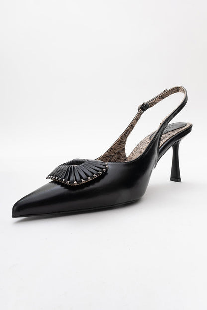 Spera - Zapato de tacón con puntera en pico, estampado y hebilla (Mujer)