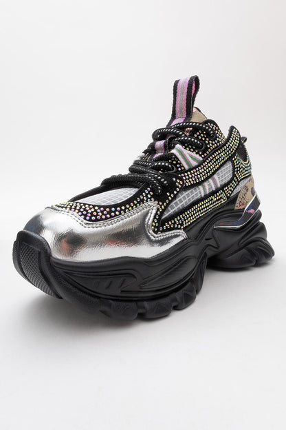 Noi - Zapatillas con adornos plateados y negros (Mujer)