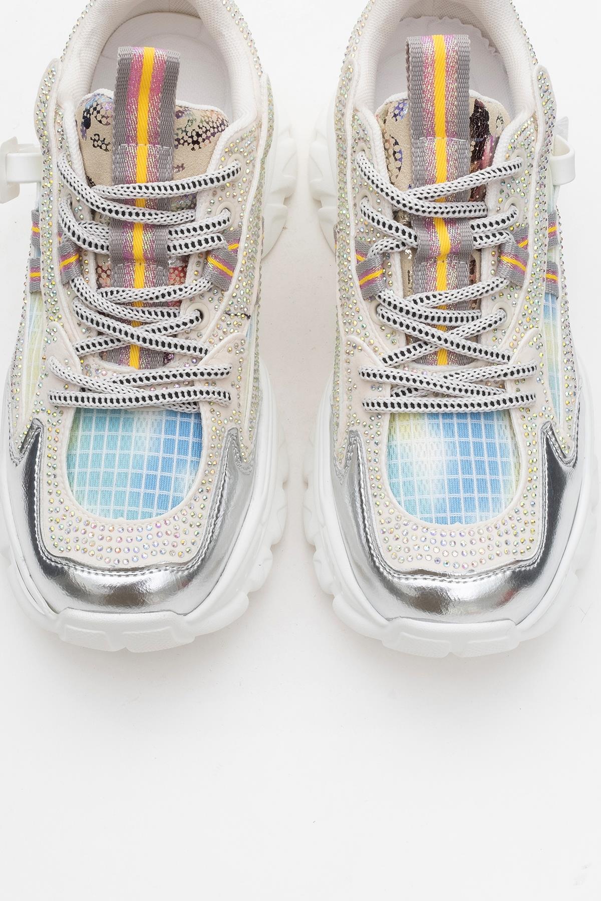 Noi - White Silver Embellished Sneaker (Women)