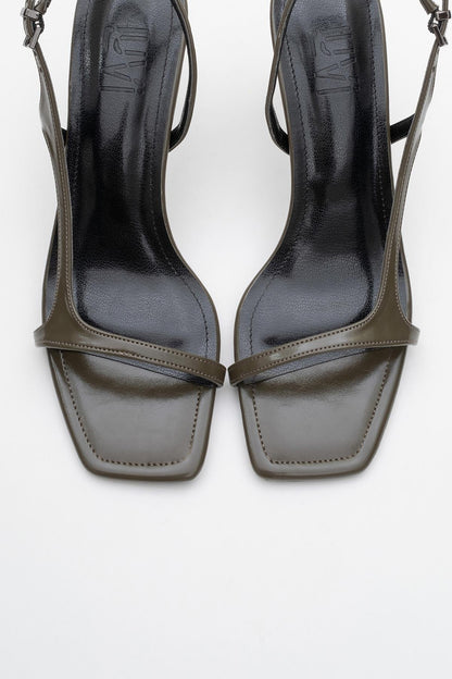 Melby - Sandalia de Tacón Stiletto con Tiras color Caqui (Mujer)