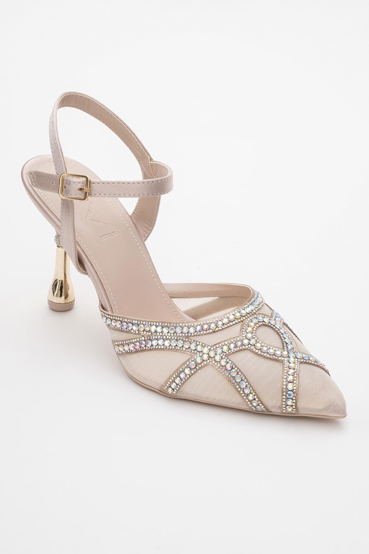 Volby - Zapatos de tacón en punta adornados color beige (mujer)