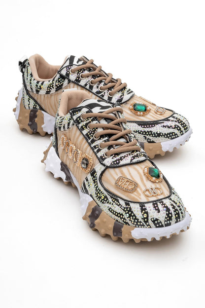 Vero - Zapatillas con joyas beige (Mujer)