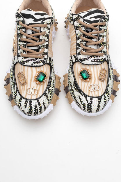 Vero - Zapatillas con joyas beige (Mujer)