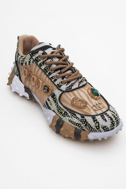 Vero - Zapatillas con joyas beige (Mujer)