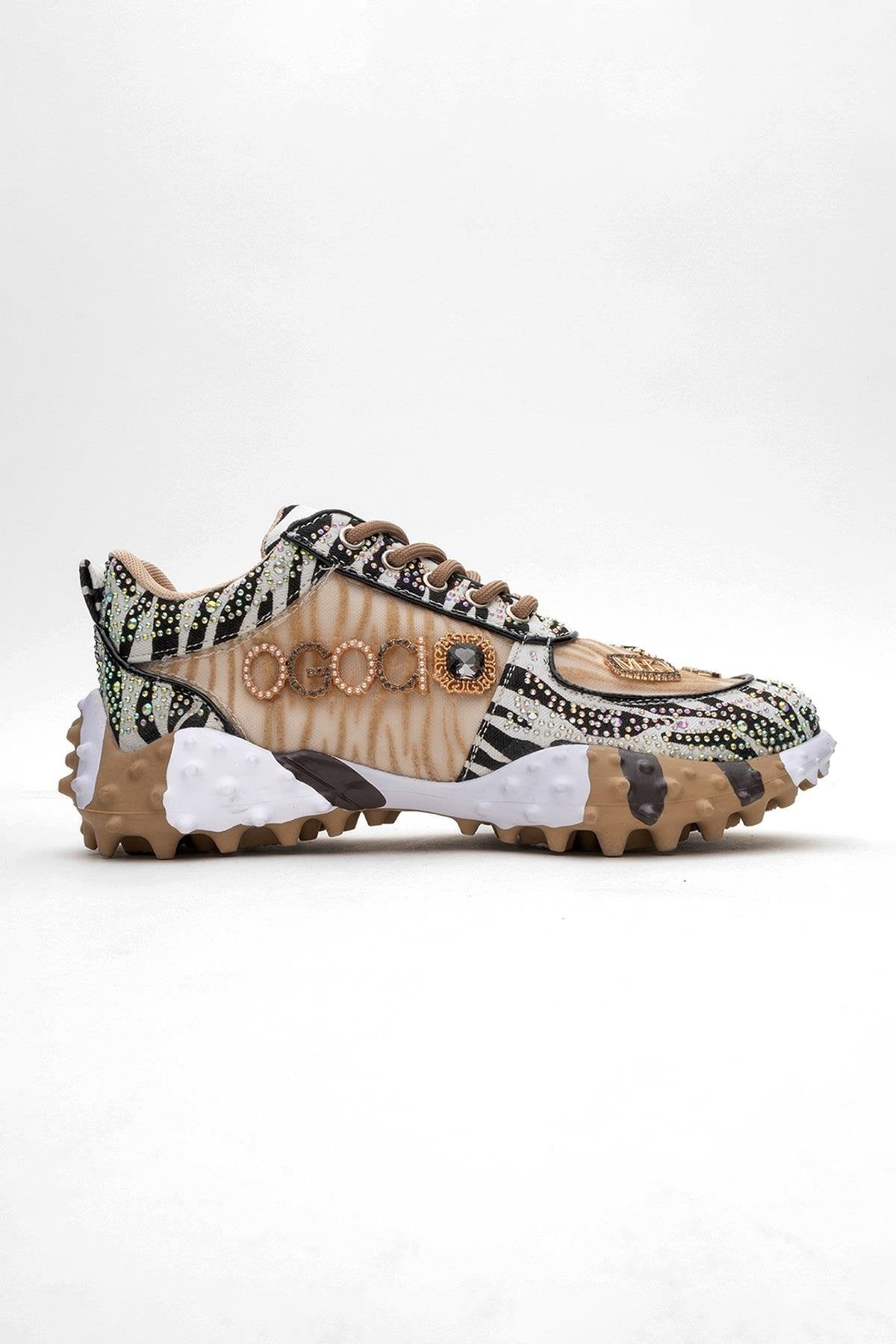 Vero - Zapatillas con joyas beige (Mujer)