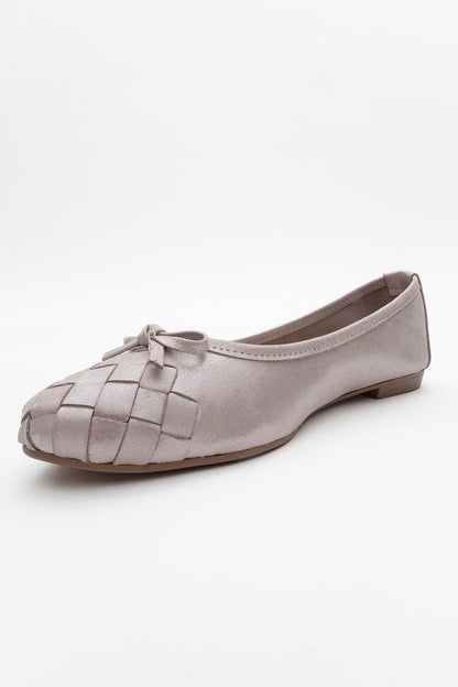 03 - Bailarinas planas de piel auténtica con purpurina beige (Mujer)
