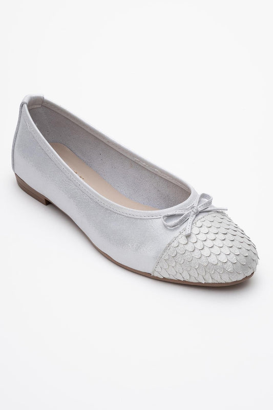 02 - White Genuine Leather Ballet Flat (Women)