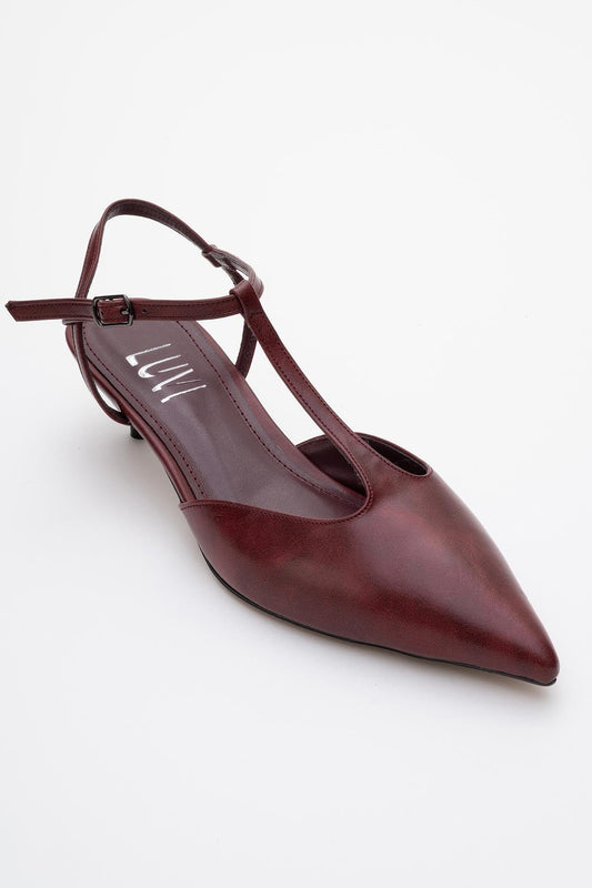 Asher - Zapatilla de tacón destalonada en punta burdeos (Mujer)