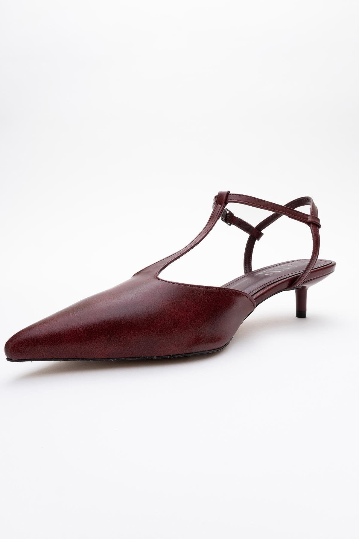 Asher - Zapatilla de tacón destalonada en punta burdeos (Mujer)