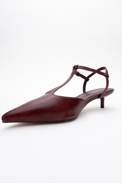 Asher - Zapatilla de tacón destalonada en punta burdeos (Mujer)
