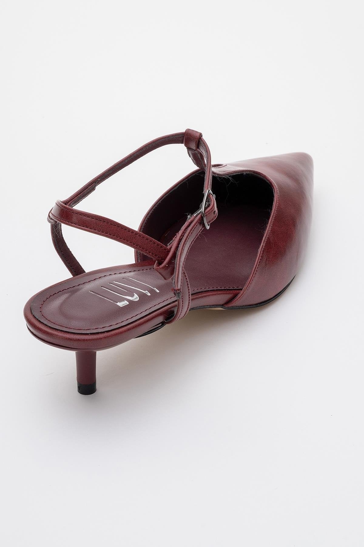 Asher - Zapatilla de tacón destalonada en punta burdeos (Mujer)