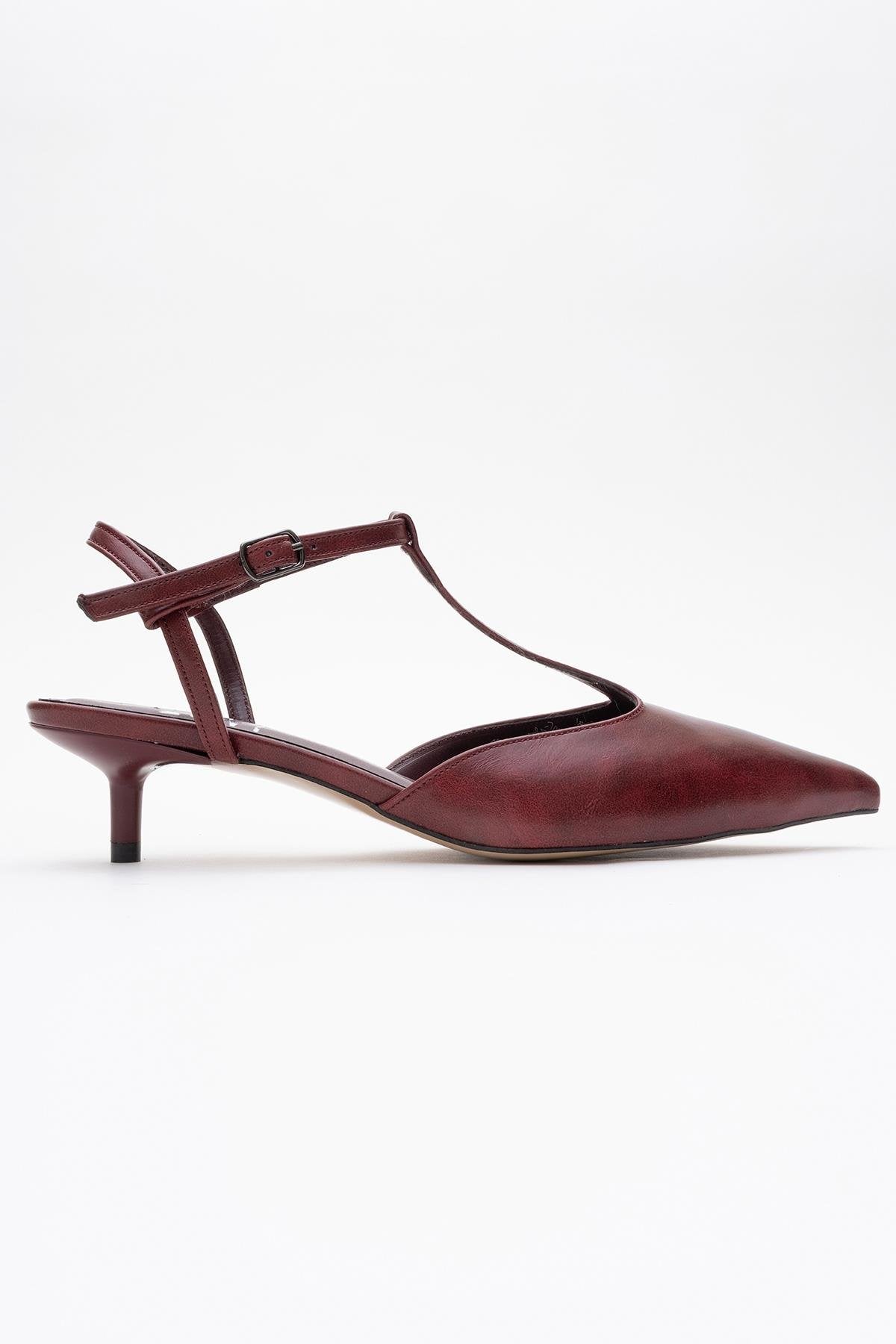 Asher - Zapatilla de tacón destalonada en punta burdeos (Mujer)