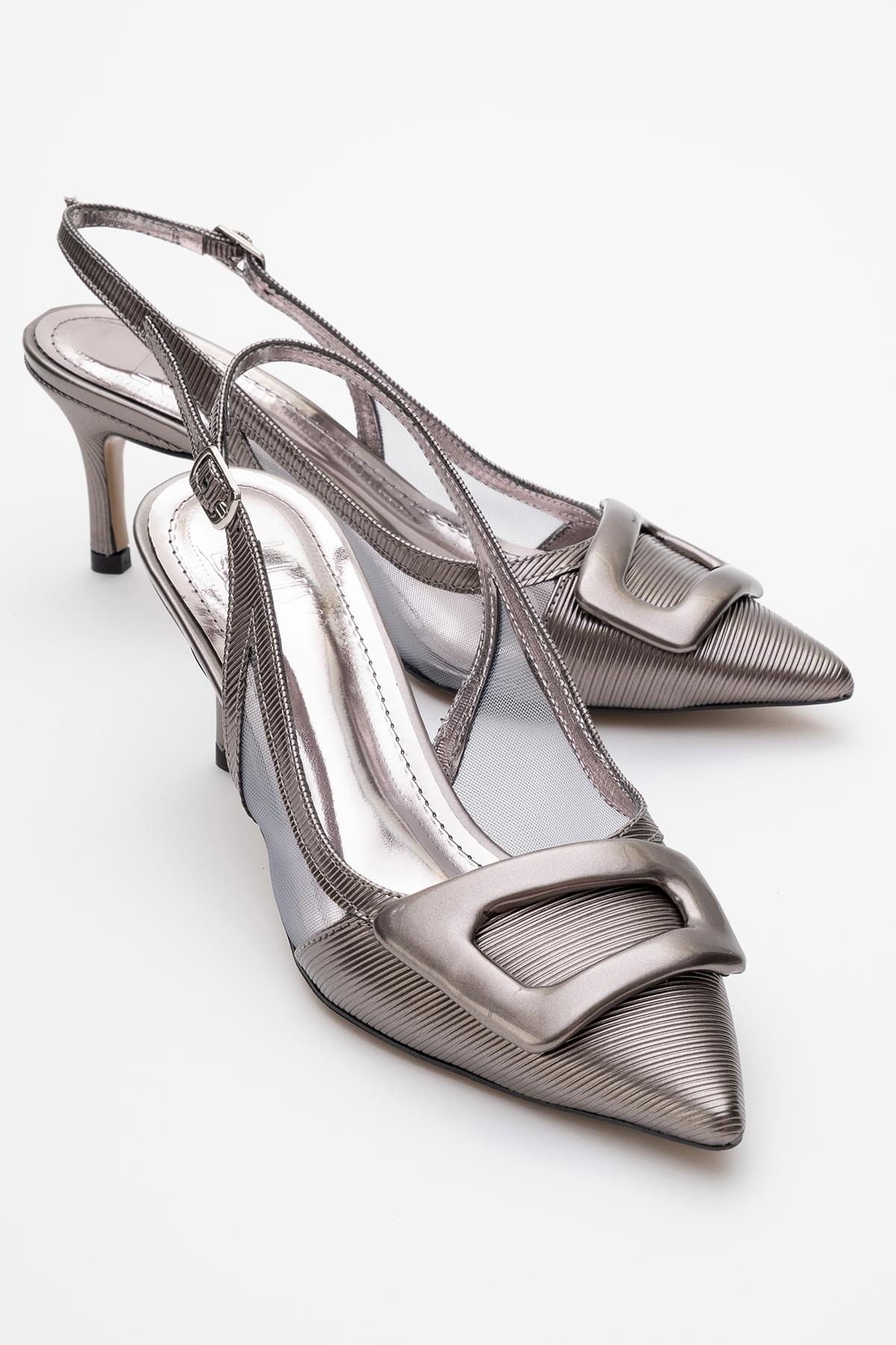 Foley - Stiletto sin talón con punta afilada y rayas color platino (mujer)