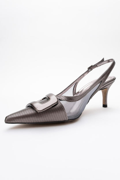 Foley - Stiletto sin talón con punta afilada y rayas color platino (mujer)
