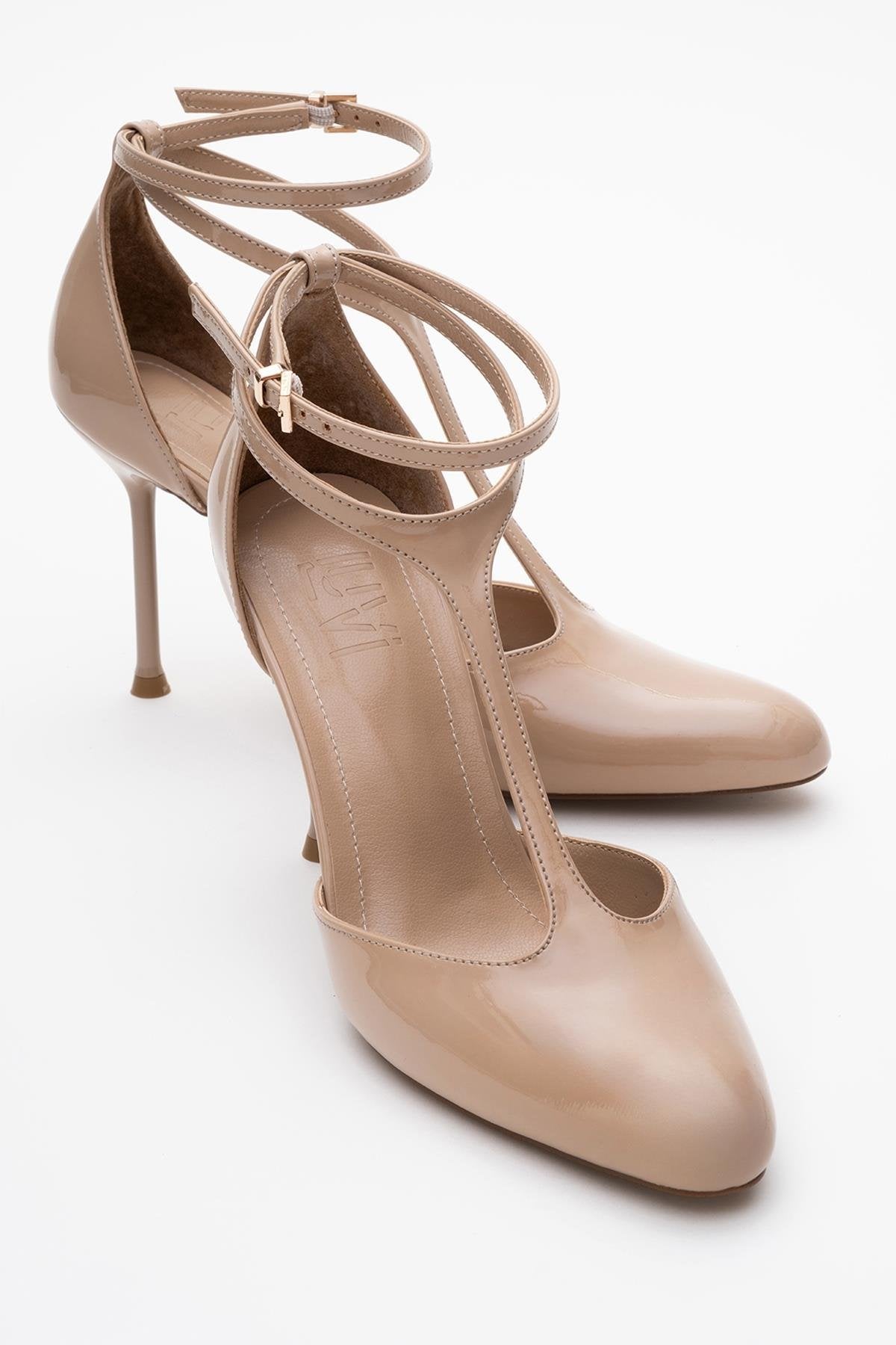 Jon - Beige Patent T-Strap Pump (Women)