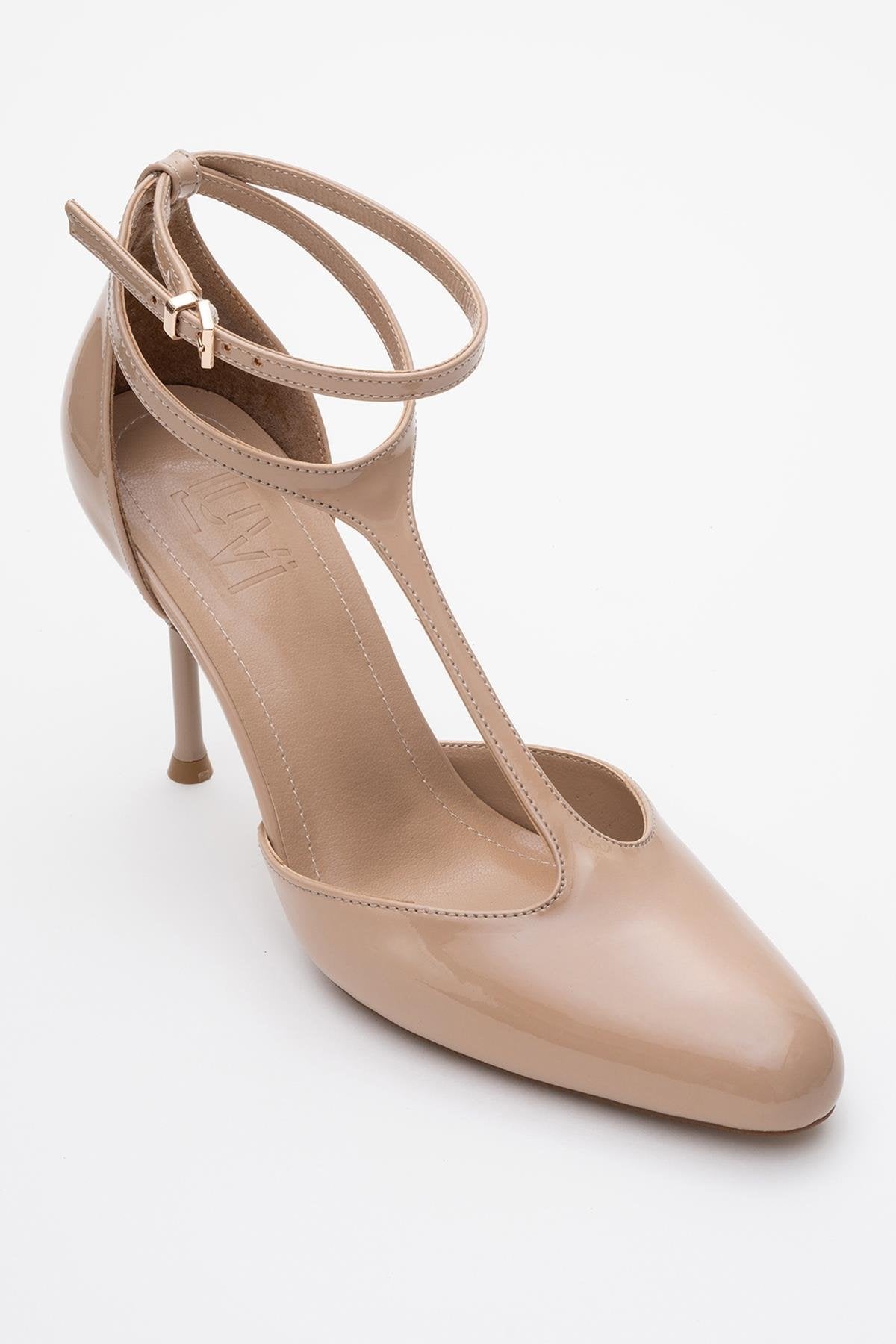Jon - Beige Patent T-Strap Pump (Women)