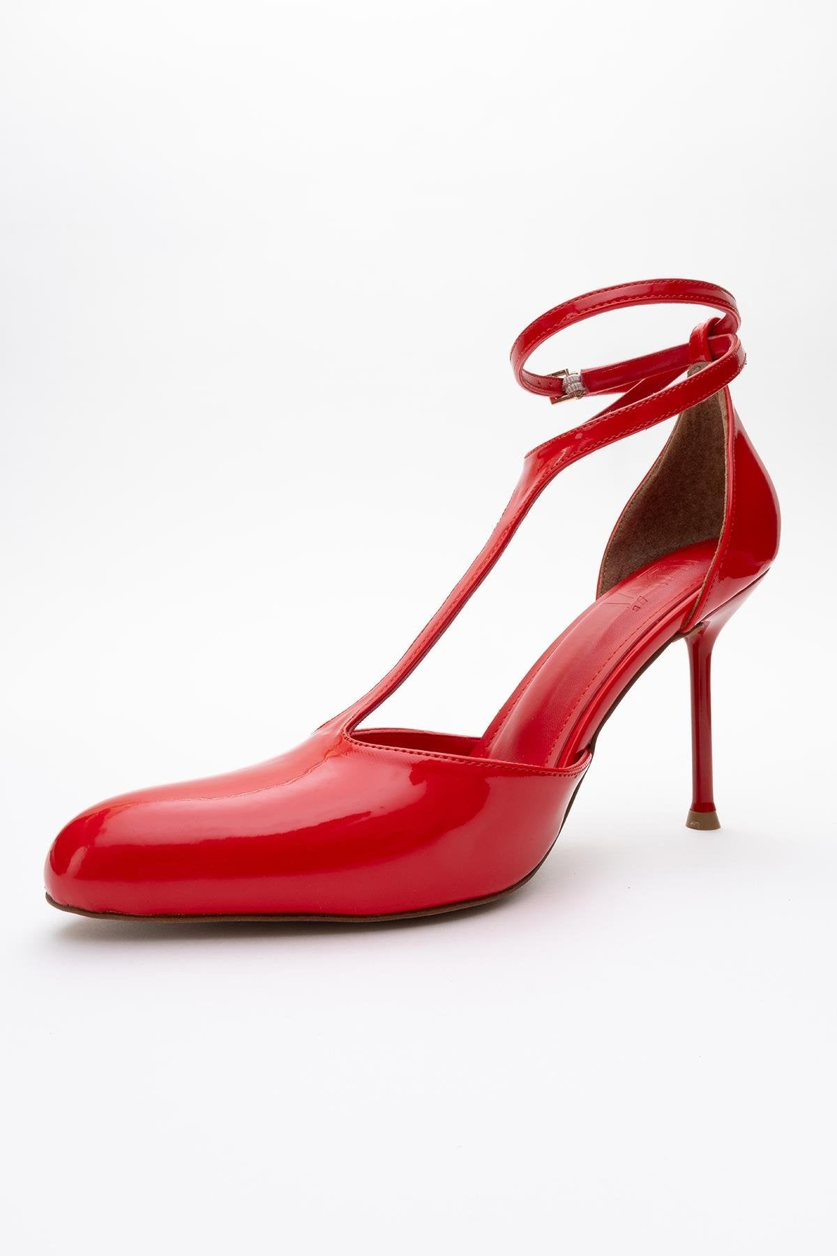 Jon - Zapatos de tacón "T-Strap Pump" de charol rojos (Mujer)