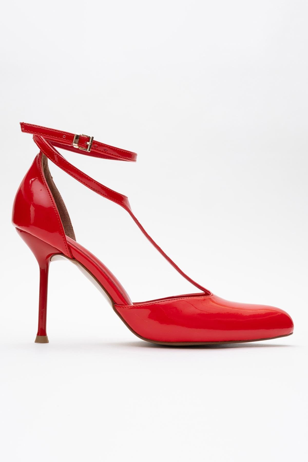 Jon - Zapatos de tacón "T-Strap Pump" de charol rojos (Mujer)