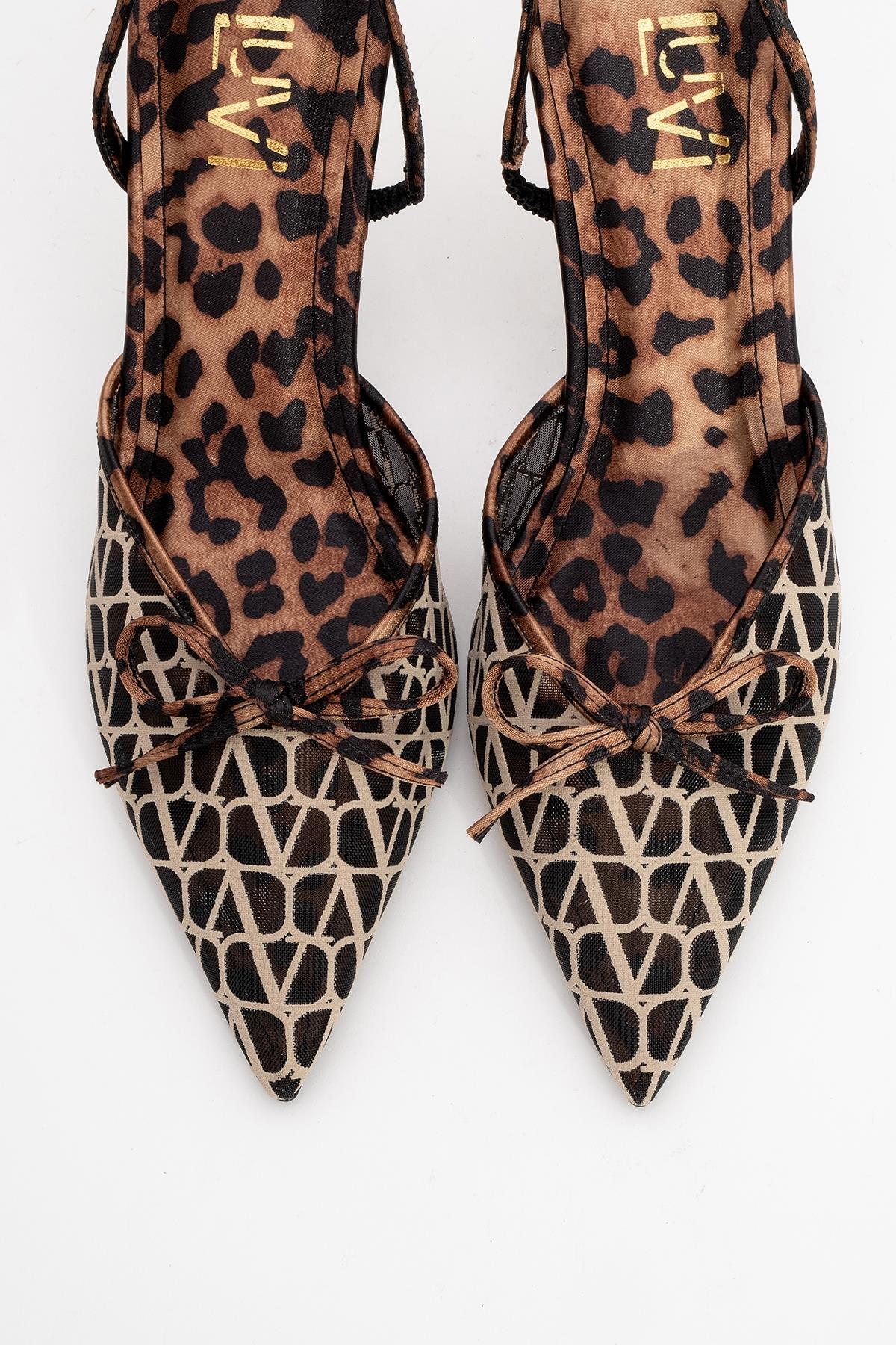Peony - Zapatos de tacón de malla con lazo y punta (mujer)