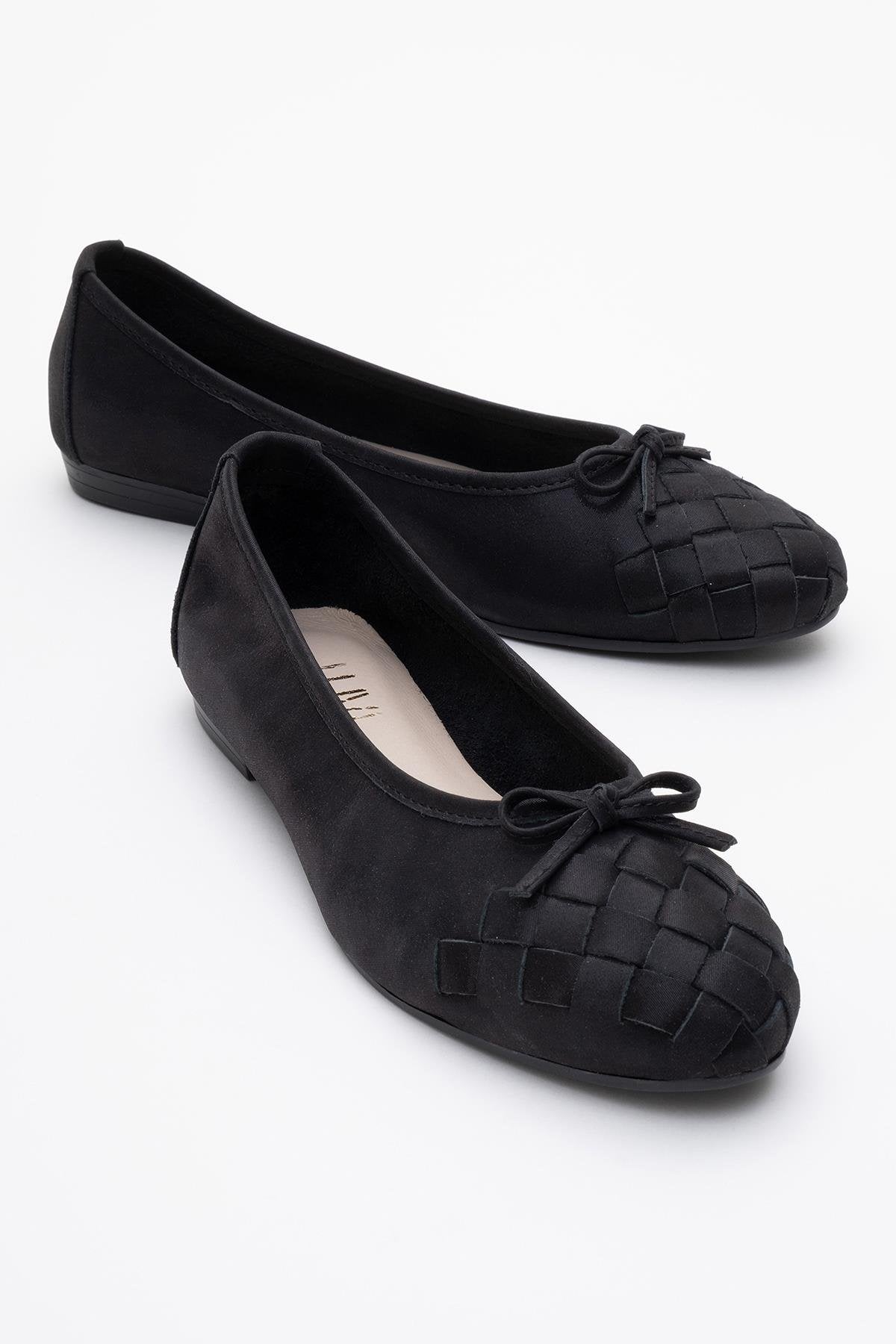 03 - Bailarinas de piel auténtica con purpurina negra (mujer)