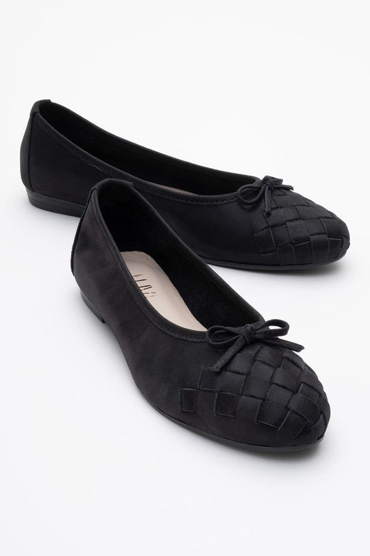 03 - Bailarinas de piel auténtica con purpurina negra (mujer)
