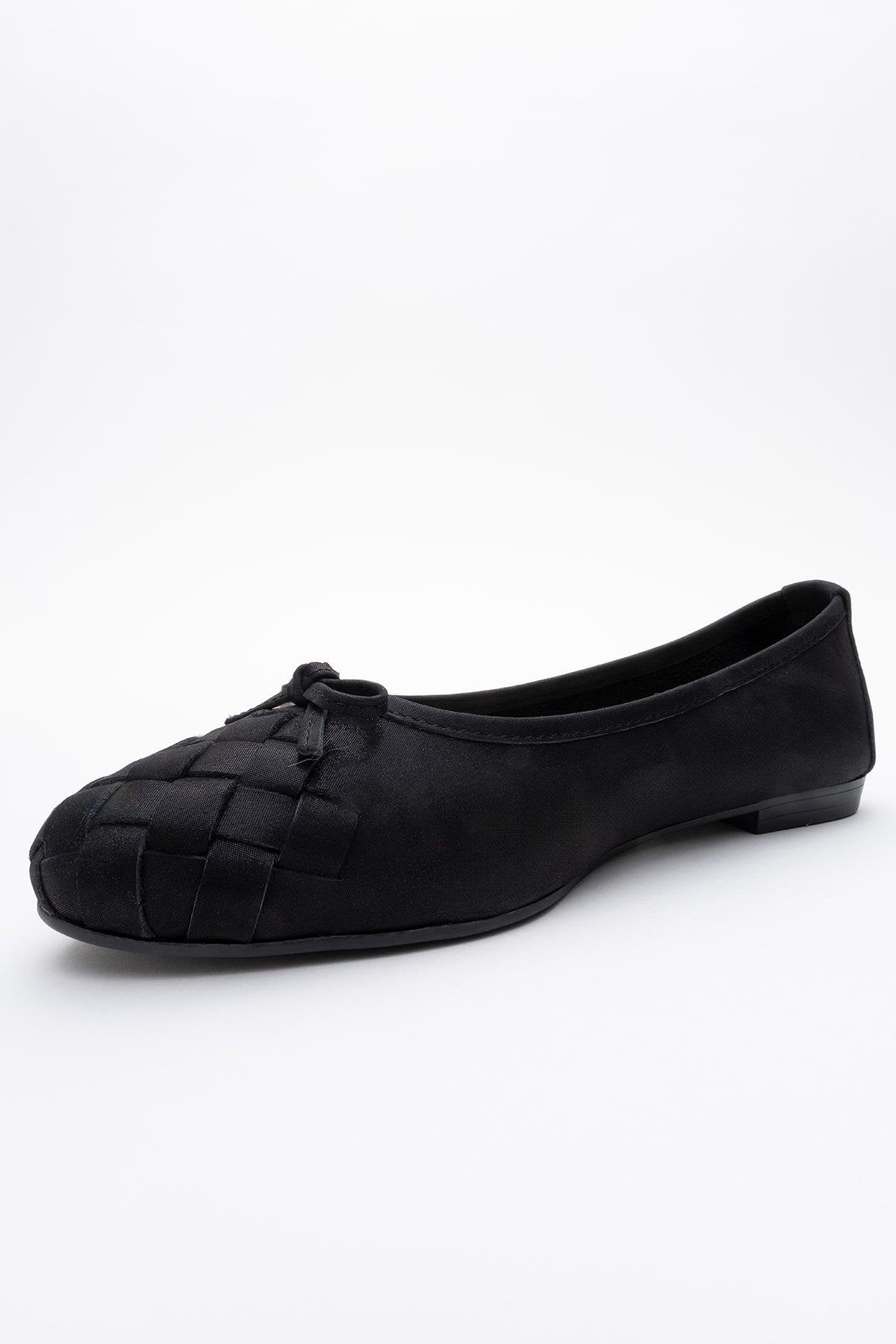 03 - Bailarinas de piel auténtica con purpurina negra (mujer)