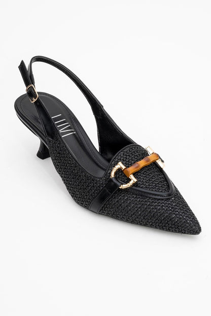 Osca - Zapatos de tacón tipo slingback con hebilla y puntera en punta (mujer)