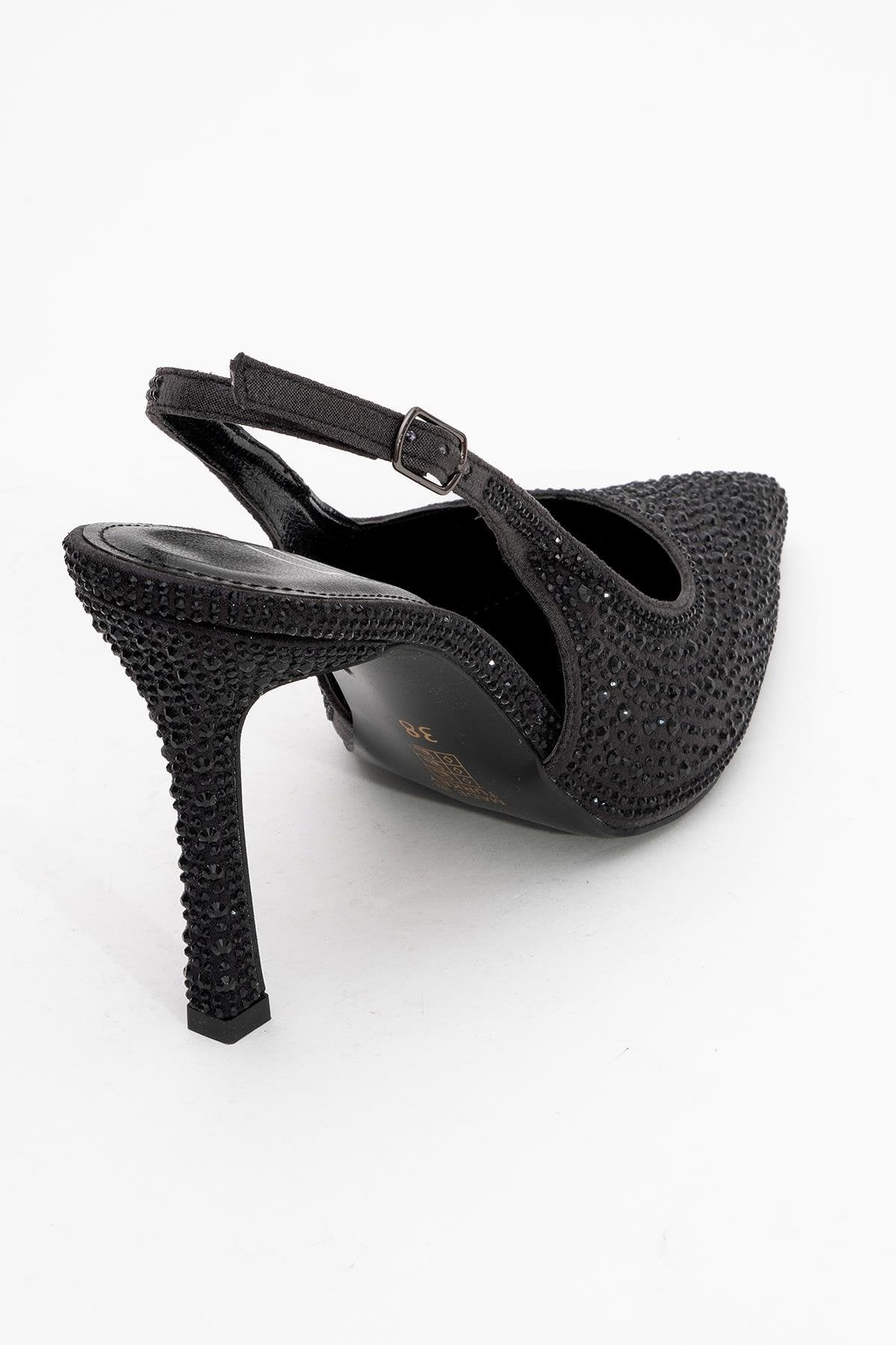 Roya - Stiletto con punta adornado con joyas negras (Mujer)