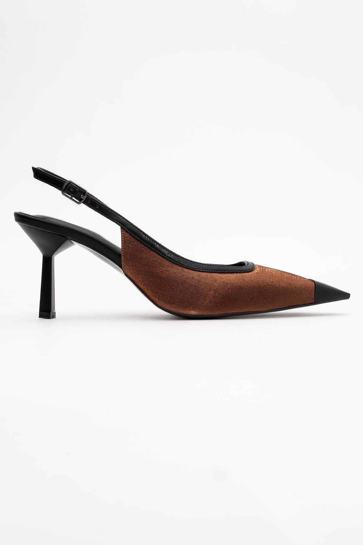 Alive - Zapatos de tacón de punta fina de satén color cobre (Mujer)