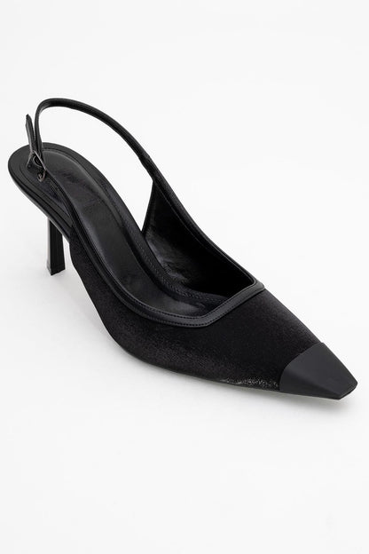 Alive - Zapatilla de tacón de aguja de satén negro (mujer)