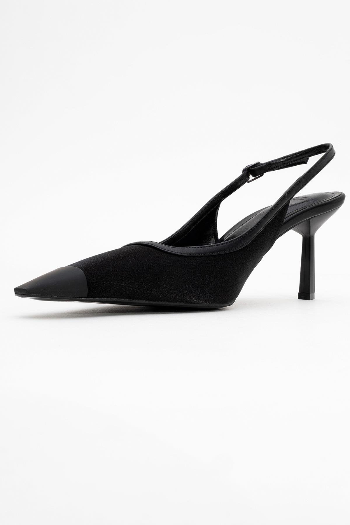 Alive - Zapatilla de tacón de aguja de satén negro (mujer)