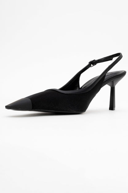 Alive - Zapatilla de tacón de aguja de satén negro (mujer)
