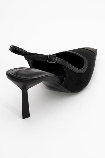 Alive - Zapatilla de tacón de aguja de satén negro (mujer)