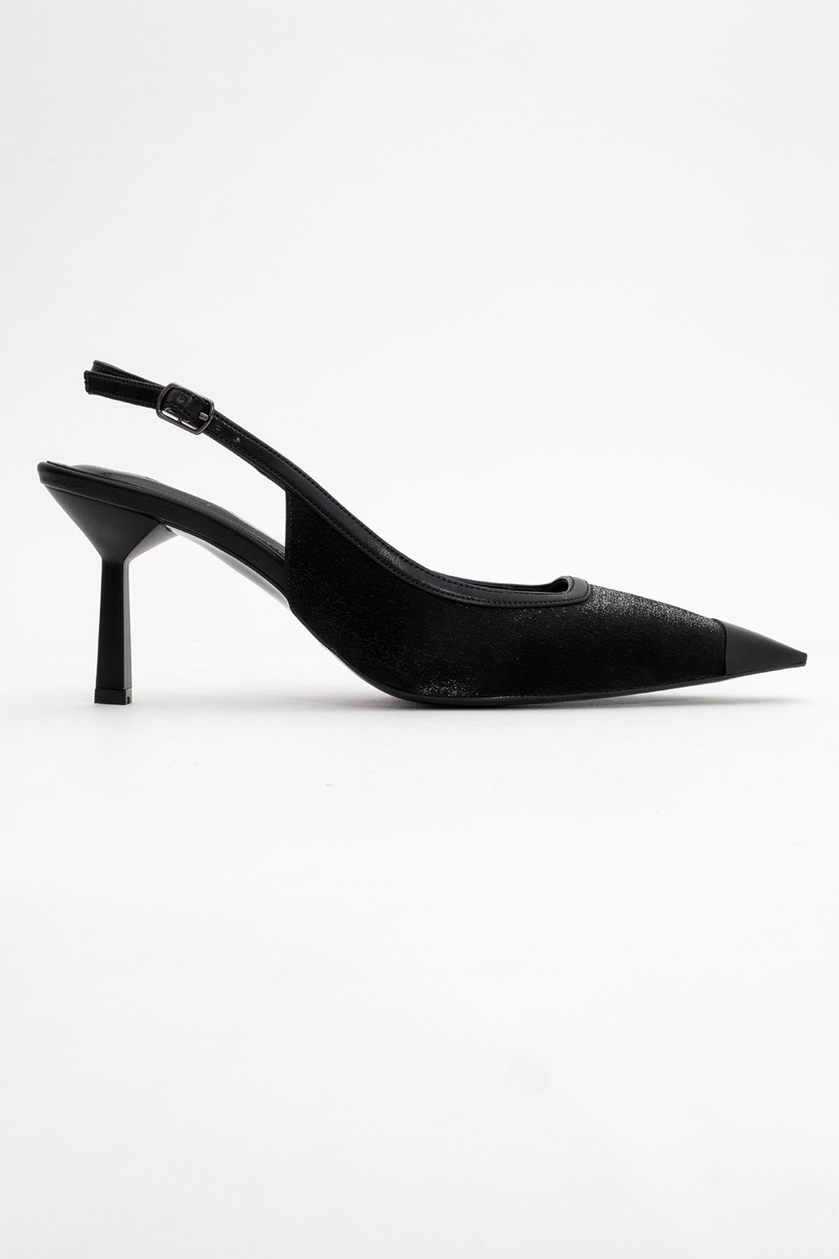 Alive - Zapatilla de tacón de aguja de satén negro (mujer)