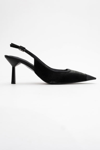 Alive - Zapatilla de tacón de aguja de satén negro (mujer)