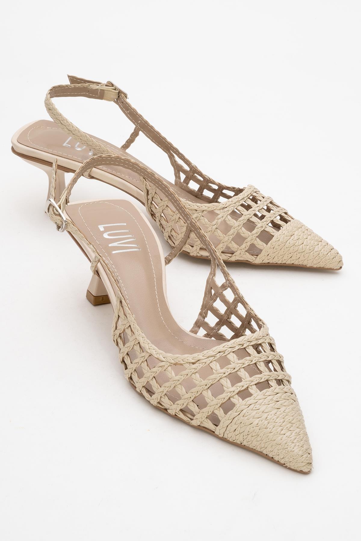 Heaven - Beige Knitted Pointed Toe Pump (Women)