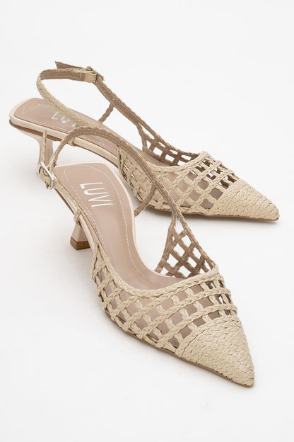 Heaven - Beige Knitted Pointed Toe Pump (Women)