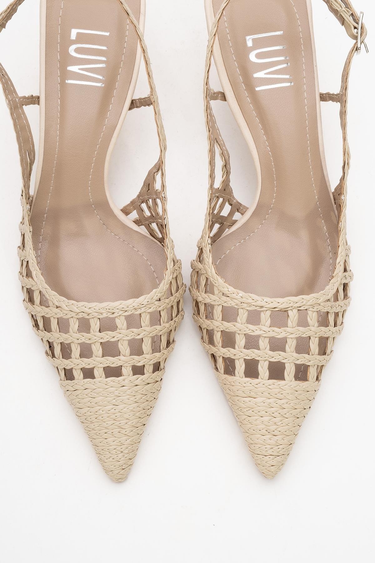 Heaven - Beige Knitted Pointed Toe Pump (Women)