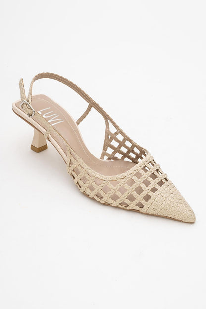 Heaven - Beige Knitted Pointed Toe Pump (Women)