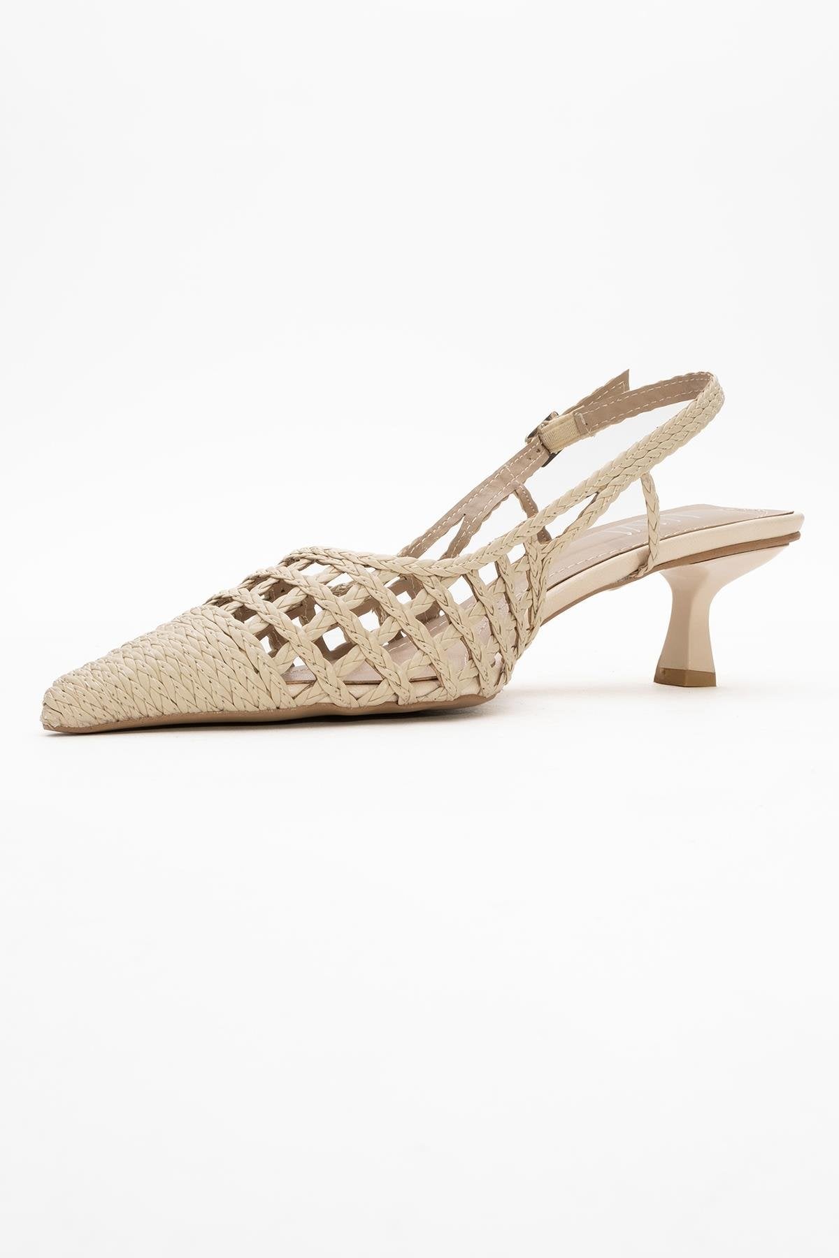 Heaven - Beige Knitted Pointed Toe Pump (Women)