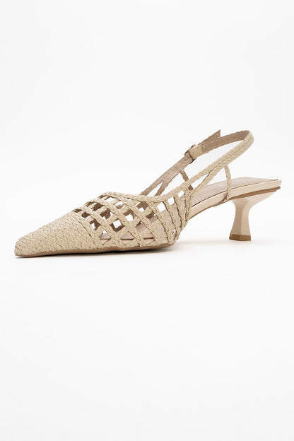 Heaven - Beige Knitted Pointed Toe Pump (Women)